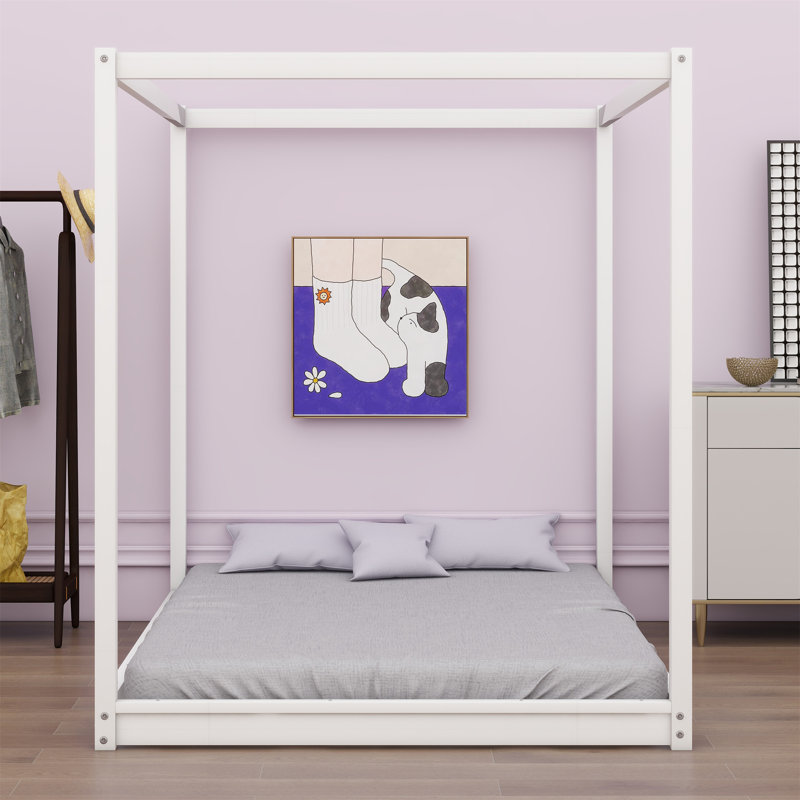 Abdulaziz Canopy Bed, White, Queen