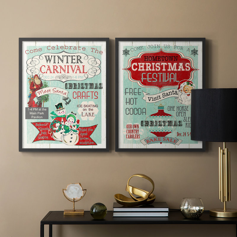 Bright Christmas Carnival-Premium Framed Print -Ready to Hang - No Nails Required - No Nails Required, Black, 11" H x 18" W