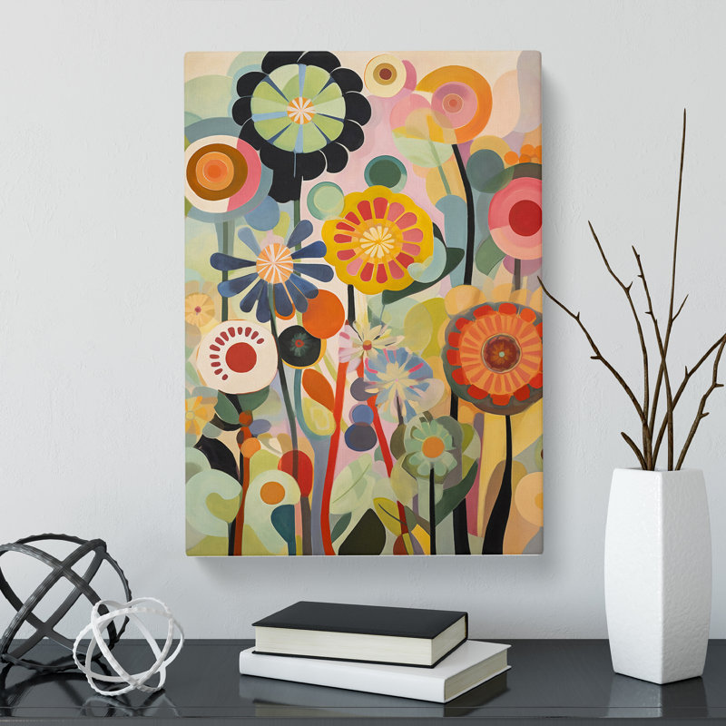 Rafia Flowers Retro Vol.7 - Wrapped Canvas, 60cm H x 40cm W x 3cm D