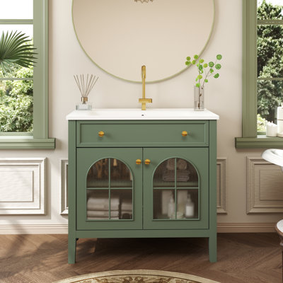 Meuble-lavabo simple 36 po avec plateau en céramique Brecken
