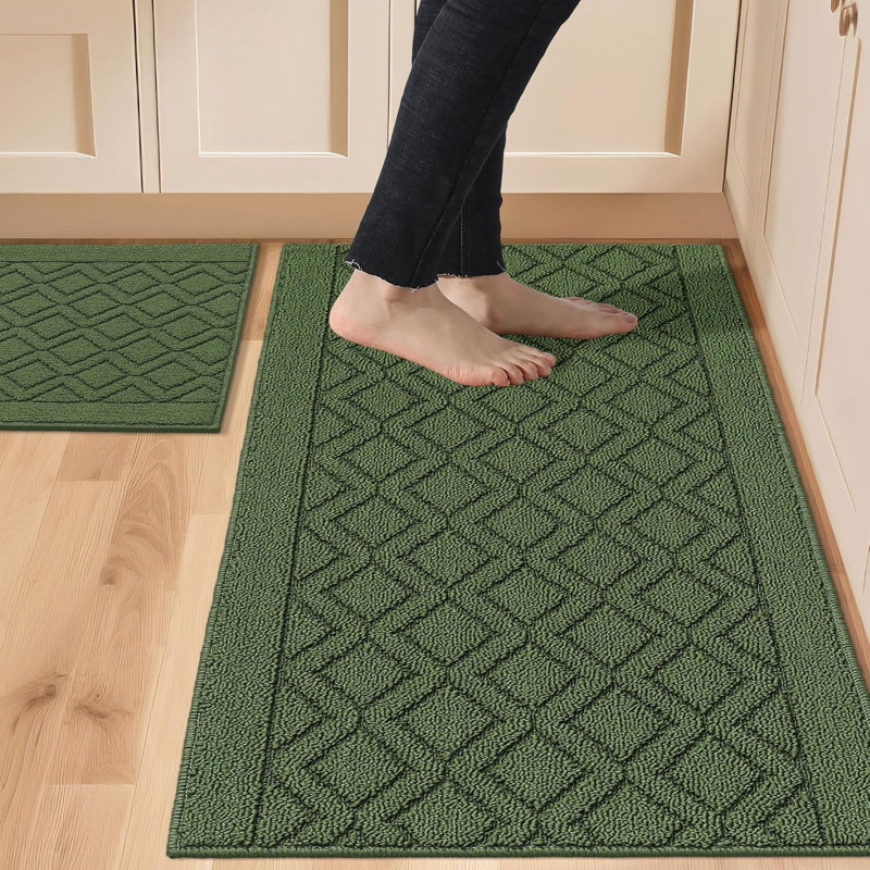 Ensemble de 2 tapis de cuisine lavables (20 po x 30 po + 20 po x 48 po), Green
