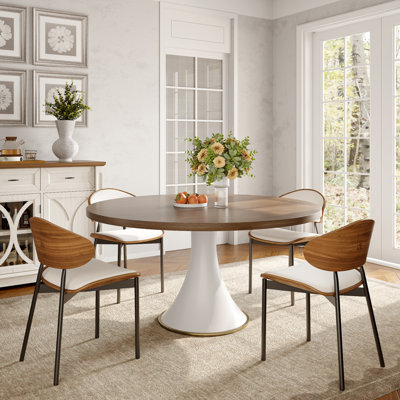 Round Country Solid Wood Dining Table Set