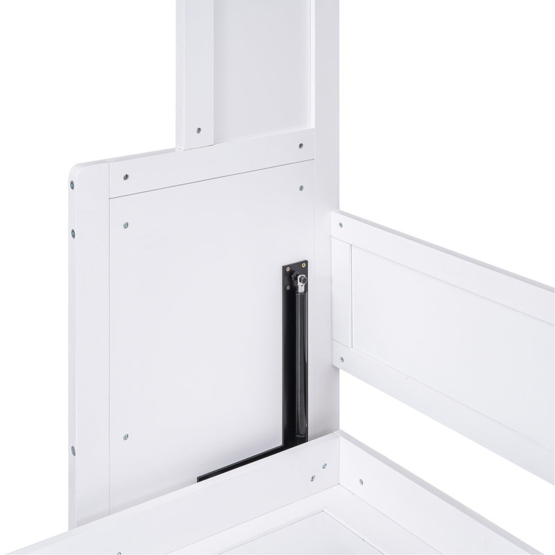Grand lit avec tablette, blanc - Maximise l'espace de la chambre à coucher et la taille fonctionnelle