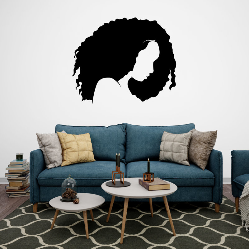 Autocollants muraux Afro Queen Afro, H 35 po x l 42 po, Blanc