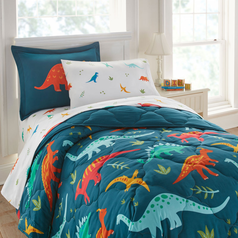 Wildkin Full Sheet Set – Soft Microfiber, Fitted & Top Sheet, Pillowcase - Jurassic Dinosaurs, Full