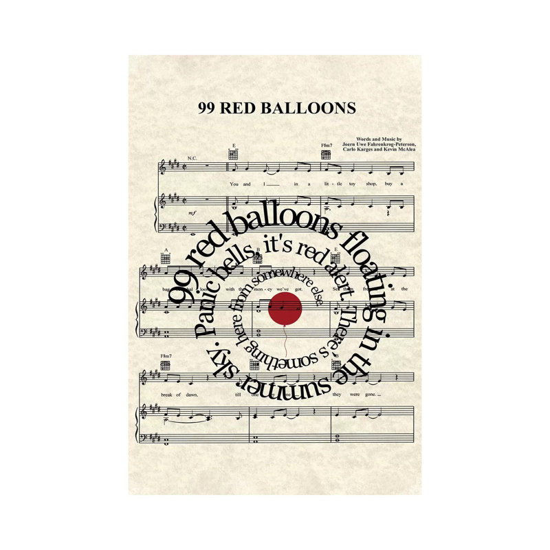 99 Red Balloons - Print on Canvas, Wrapped Canvas, 20.32 cm H x 30.48 cm W