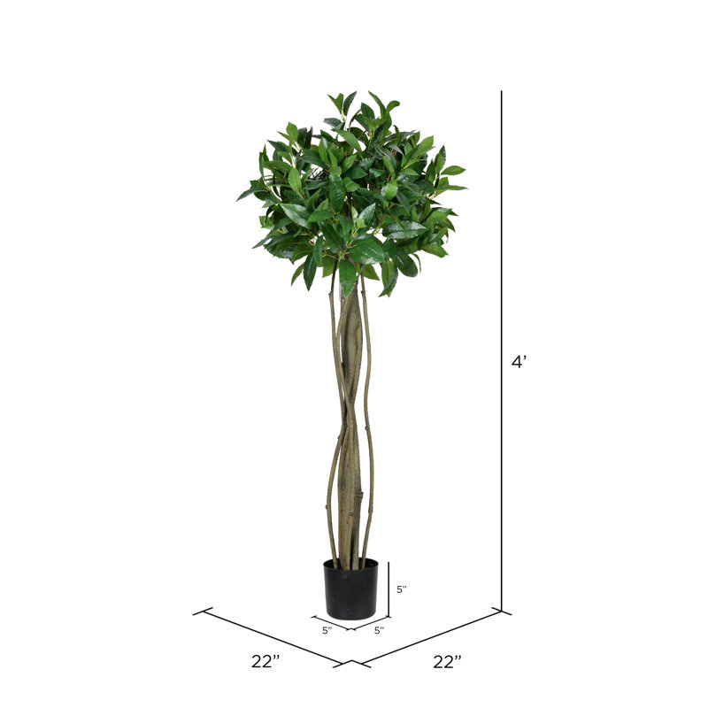 Arbre à feuilles de laurier artificiel, H 48 po x l 22 po x P 22 po