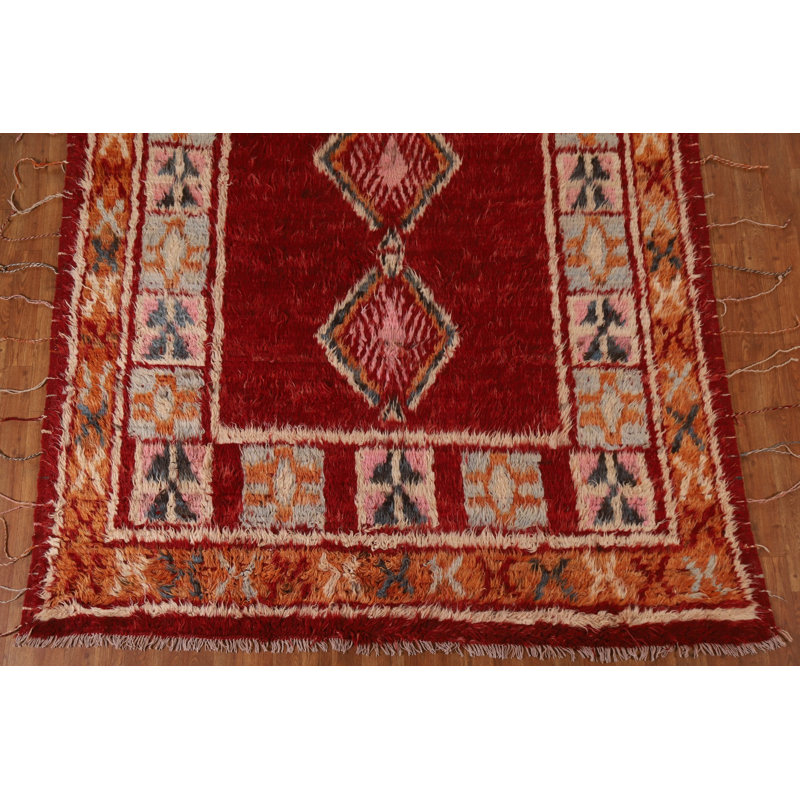 Tapis tribal berbère rouge rouge fait à la main 7 x 9