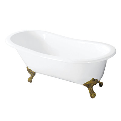 Baignoire sur pattes ovale en fonte simple 54 po Tazatina Kingston Brass (sans perçage de robinet)