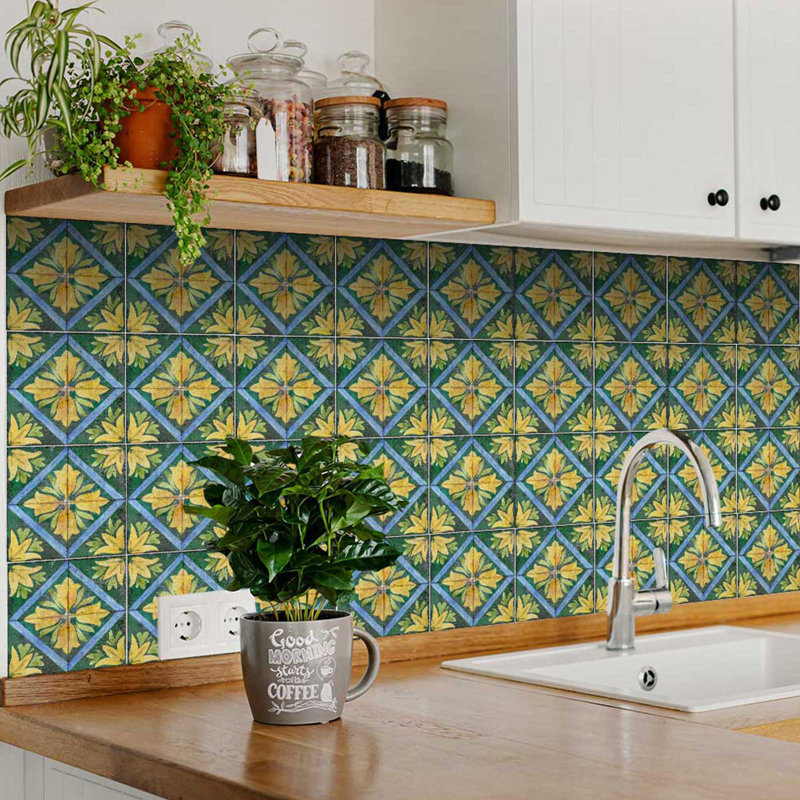Carreau de mosaïque auto-adhésif en vinyle l 4 po x L 4 po, Vert