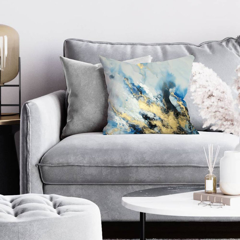 Blue marble - 16"x16" Throw pillow - Poly twill - Print on demand