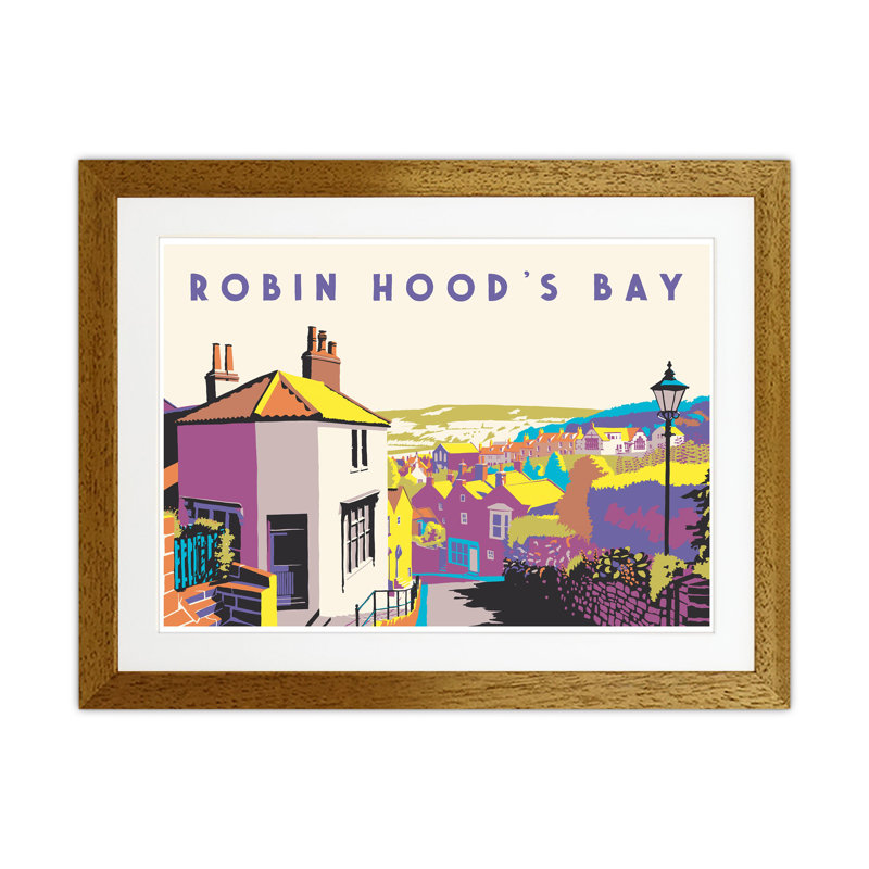 Robin Hood's Bay 2 by Richard O'Neill - Print, 33.5cm H x 43.5cm W x 3cm D, Brown Framed