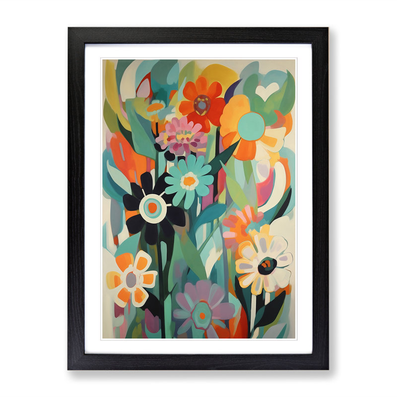 Orphism Flowers Vol.12 - Picture Frame Print, Black, 64cm H x 46cm W x 2cm D