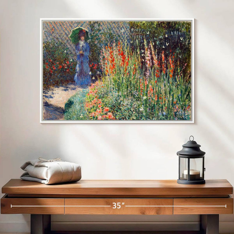 Lit à fleurs arrondi 1876, Cadre flottant blanc, 25 po x 17 po
