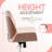 Elle Decor Ophelia Office Chair, Curved Bentwood Low-Back and Seat, Chrome Swivel Base, Woven Fabric-521390987