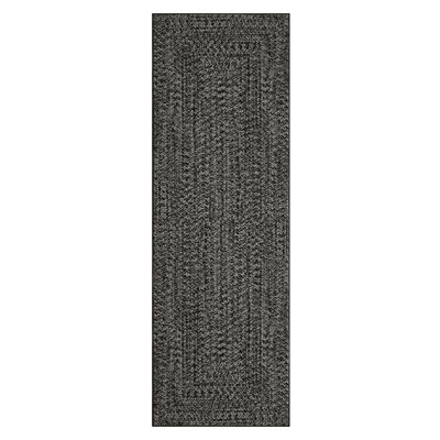 Braided Printed Texture Machine Washable Rug with Rubber Backing for Living Room Non-Slip Dining Room Rug Easy-Cleaning Floor Carpet for Bedroom