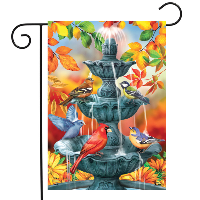 Bath Bath Birds Autumn Garden - drapeau