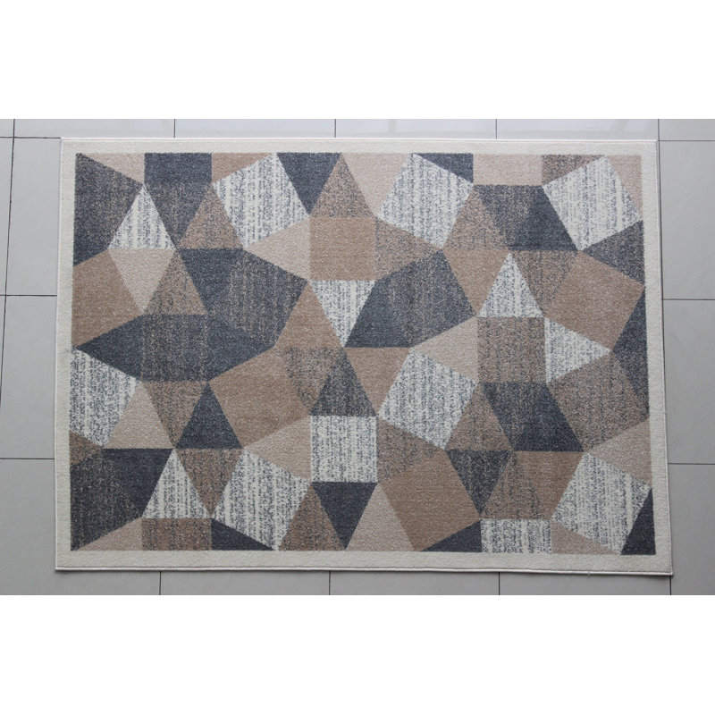 Tapis tissé à la machine ivoire/gris Mcgonigal, Rectangle 3 pi x 5 pi