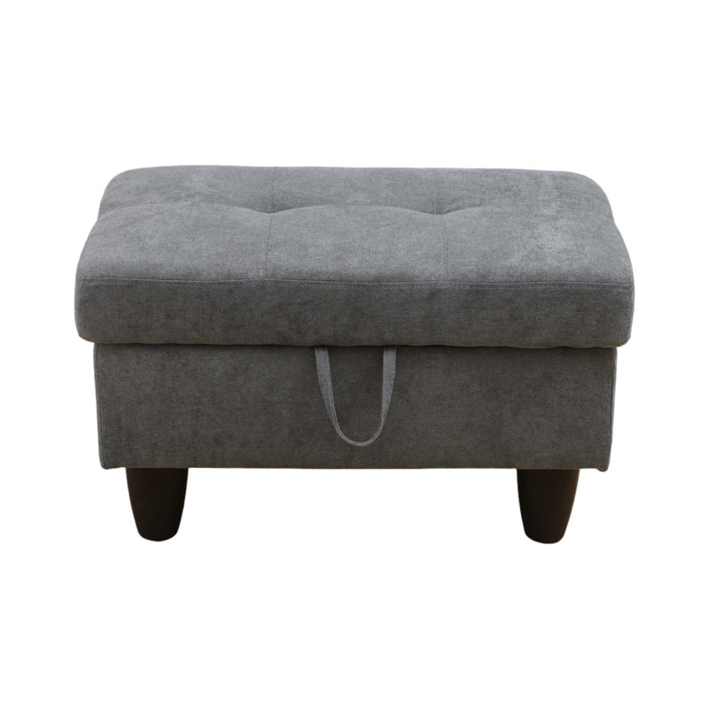  Repose-pieds capitonné rectangulaire avec rangement de 28,5 po Orella Marlinda, Flanelle gris foncé