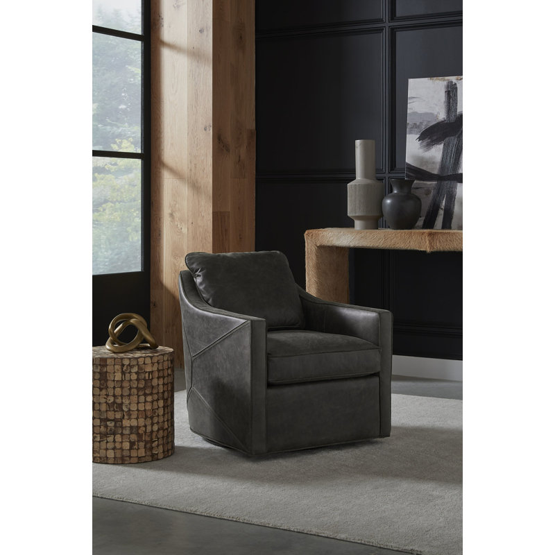 Puzzle Swivel Armchair, Ale Semi-Aniline Leather