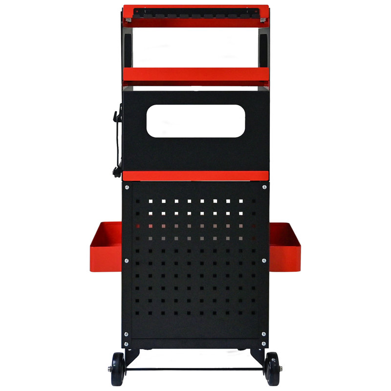 Chariot de diagnostic multifonctionnel à 4 niveaux avec chariot pivotant à 360 ° et verrouillable - bleu et noir, Noir + bleu