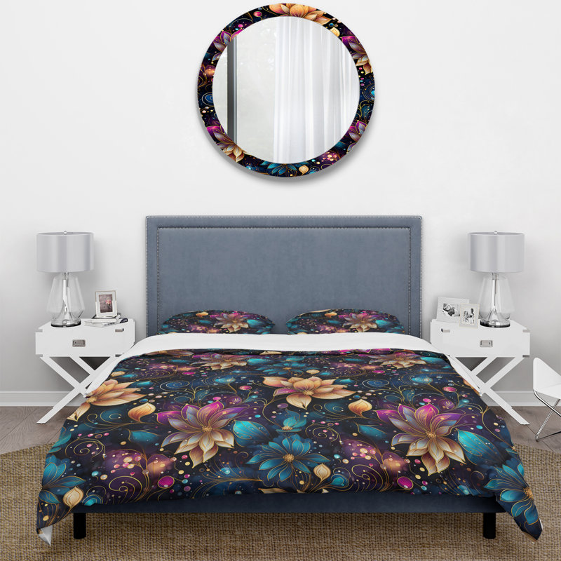 Moroccan Dream Boho Pattern I Polyester Paisley and Floral Duvet Cover Set, Twin Duvet Cover + 1 Standard Sham