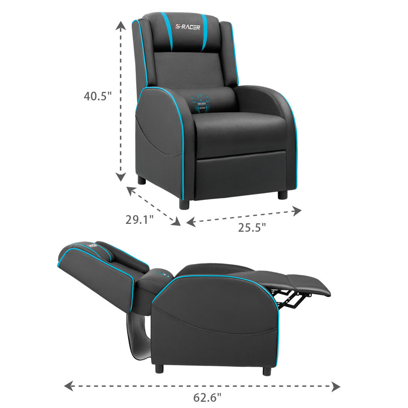 Faux Leather Reclining Massage Chair , Black/Blue