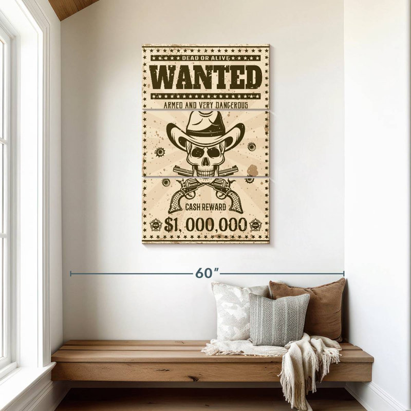 Lelar Skull Wanted Poster, 45" H x 28" W