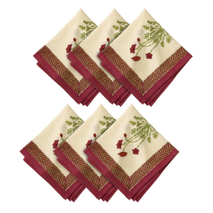 Poppies 100% Cotton Square Napkins