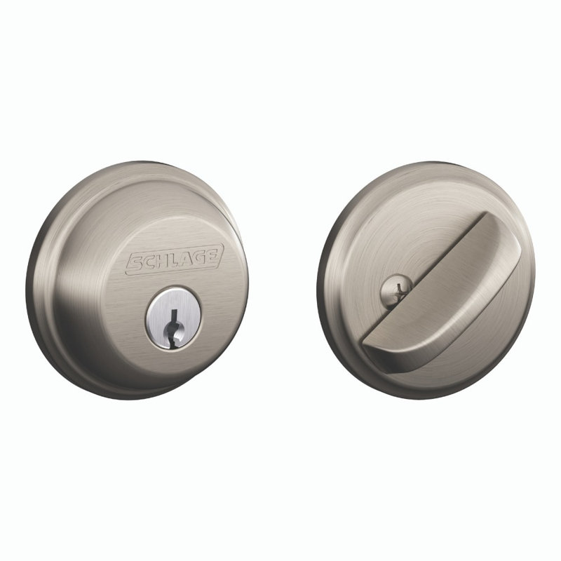 Fire-Rated Single Cylinder Deadbolt, Satin Nickel