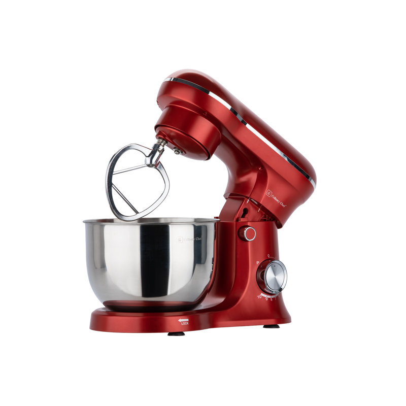 Culinary Chef 4.5 Liter 380 Watt Stand Mixer with Stainless Steel Bowl, 8 Speed Kitchen Mixer with Planetary Mixing System, Red