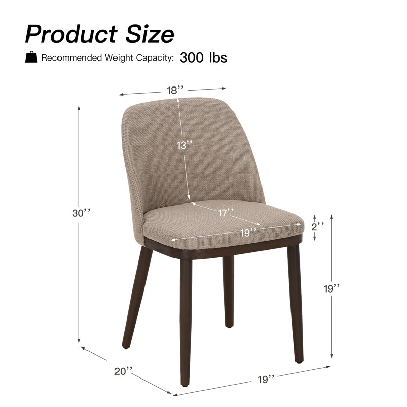 Chaise de salle à manger rembourrée en bois massif, Chameau