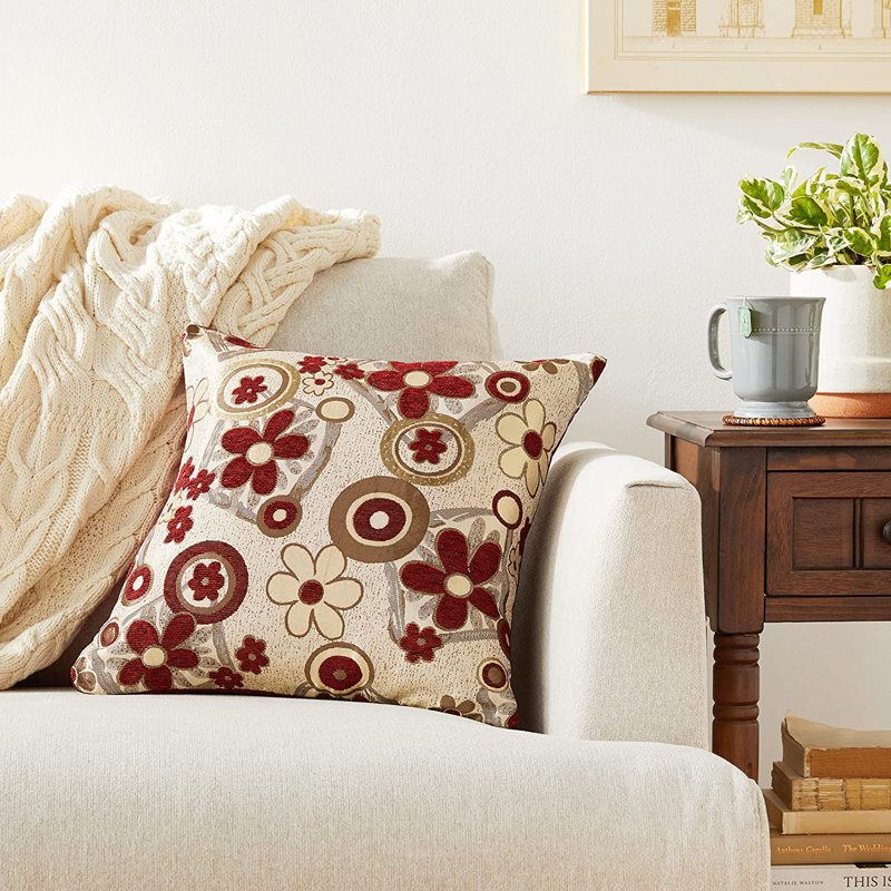 Housse de coussin Victoria Daisy, Bourgogne / Doré
