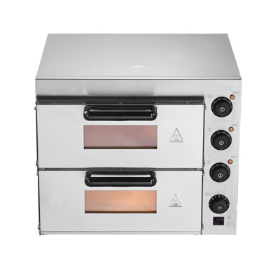 VEVOR Commercial Countertop Pizza Oven Electric - 16" Stainless Steel Deck Oven with Stone & Dual Control Knobs