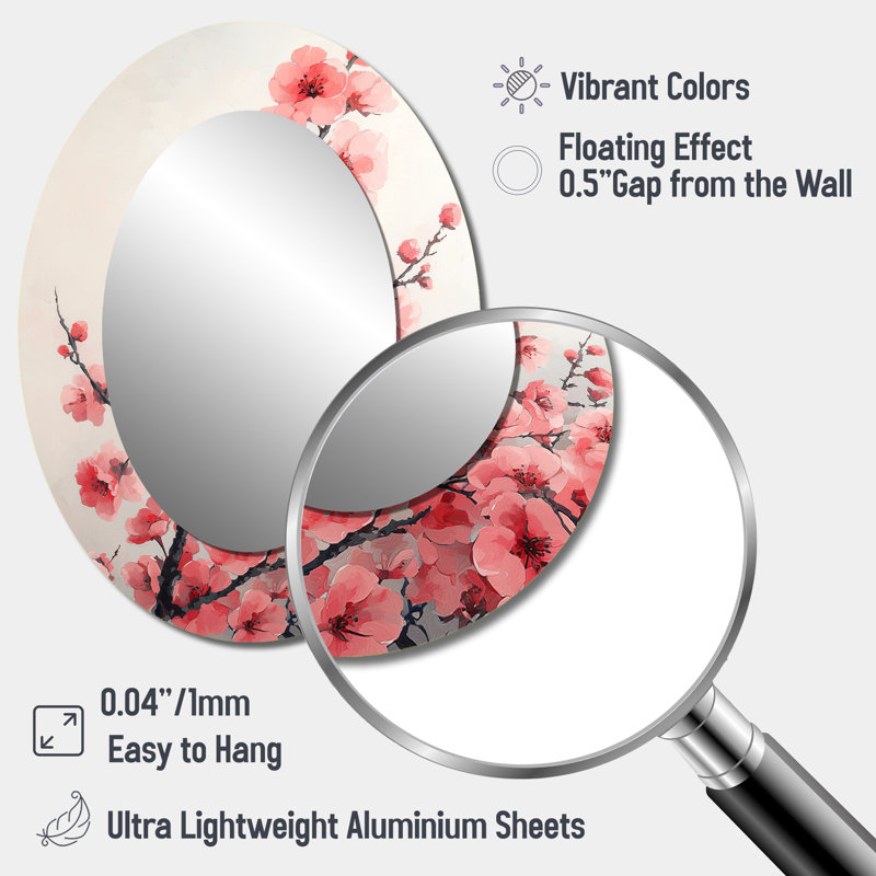 Décoration de miroir rose ovale rose rose, 40 po x 30 po