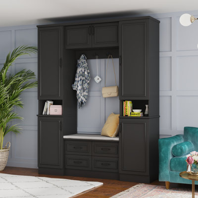 Quannell 63'' Wide Hall Tree with Bench and Shoe Storage