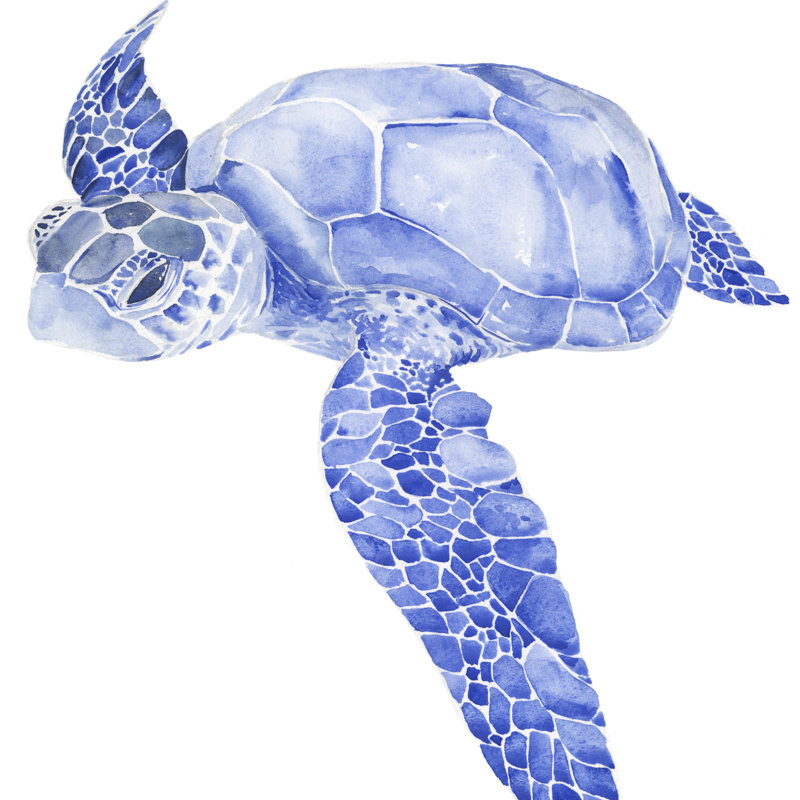 Ultramarine Sea Turtle I by Jennifer Paxton Parker - Wrapped Canvas Painting, 30cm H x 30cm W x 3.8cm D