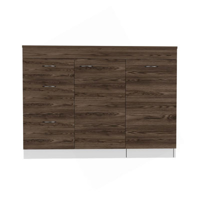 Laurel 3-Drawer L-Shaped Convertible Kitchen Island White And Dark Walnut by Latitude Run