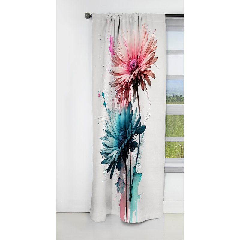 Gloria - Rideau Gerbera - Rideau occultant à motif floral - 1 panneau, L 52 po x L 63 po
