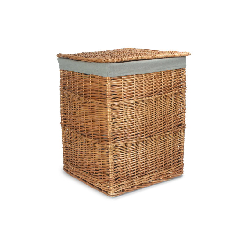 Wicker Laundry Bin Basket with Lining, 61" H x 46" W x 46" D, Light Steamed/Grey