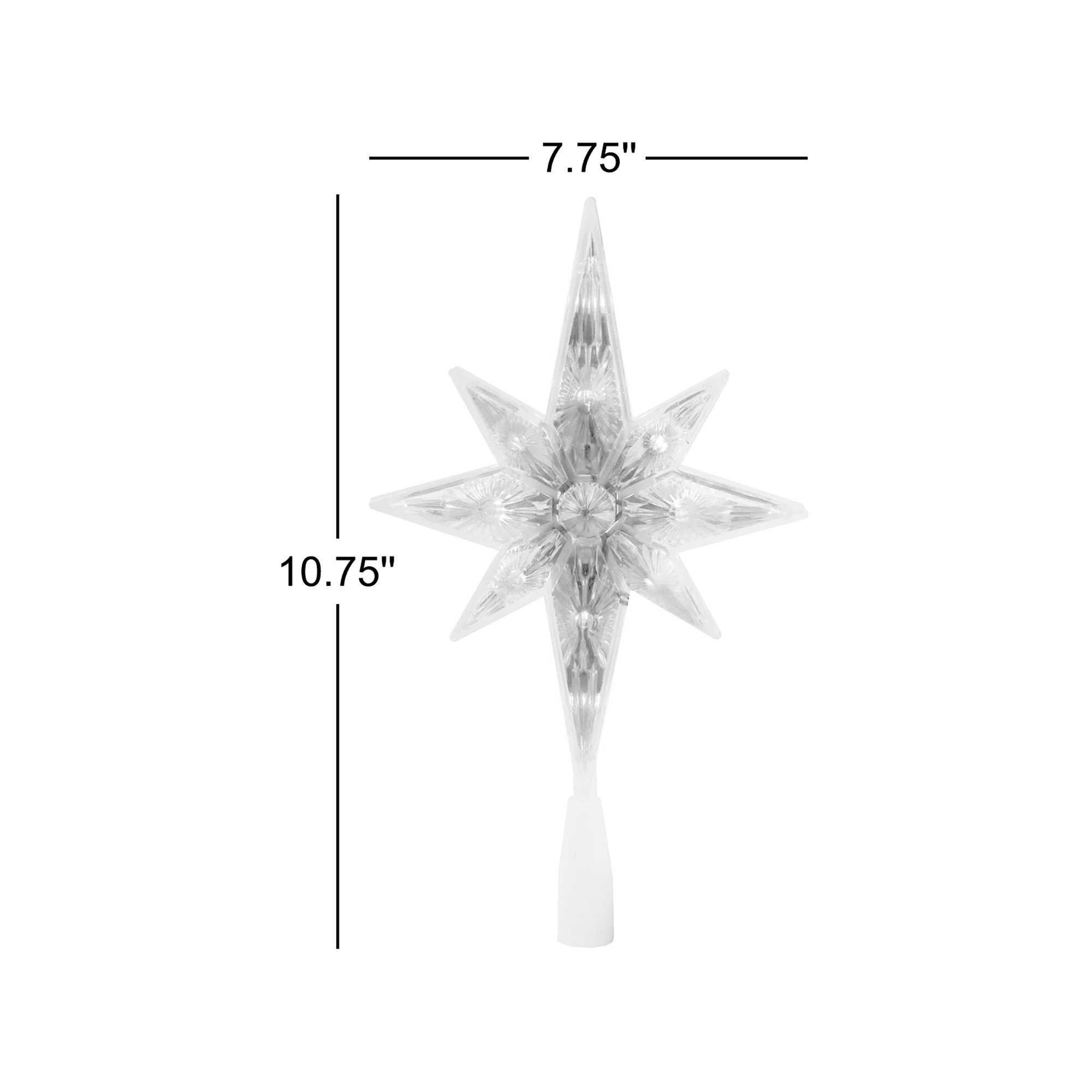 Lighted Faceted Star of Bethlehem Christmas Tree Topper Clear Lights, Silver