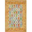 Tapis beige / orange / bleu en laine tissé à la main à motif géométrique rectangulaire 8 pi 4 po x 9 pi 11 po Kelynn