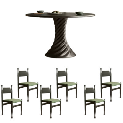 Round unique rotating leg dining table set