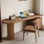 Bureaux en bois massif brun clair demi-cercle-107362579