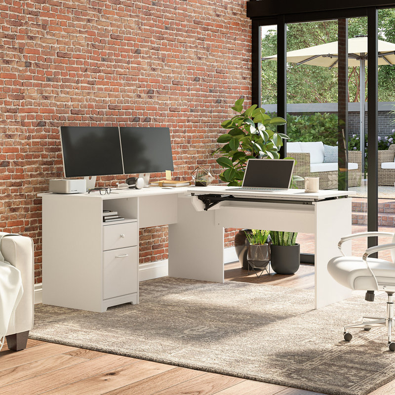 Kaionna L-Shaped Executive Desk, 30" H x 60" W x 69.17" D, White