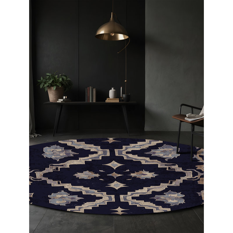Tapis gris lavable à la machine, Rond 5 pi