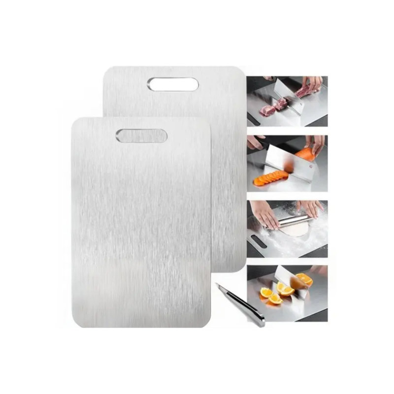 Planche à découper en titane - paquet de 2 planches à découper en titane pour la cuisine, tapis de coupe en titane double face (9,25 po x 12,99 po)