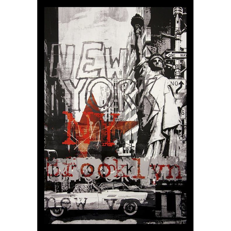 Collage de New York City-impression d’art graphique sur papier encadrée