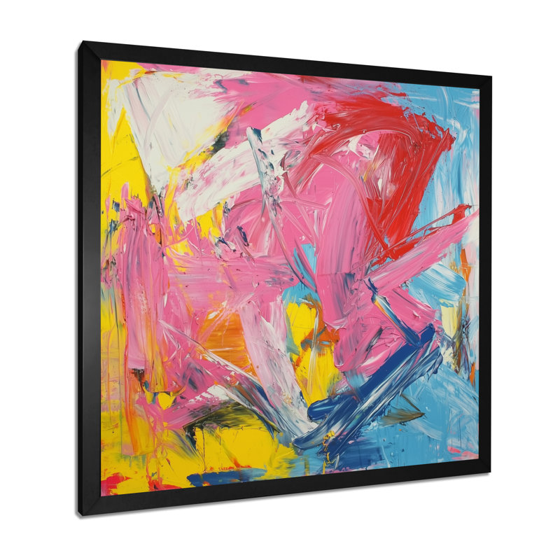 Odelin rose rouge, peinture abstraite Fight I - art mural abstrait, H 16 po x l 16 po, Noir