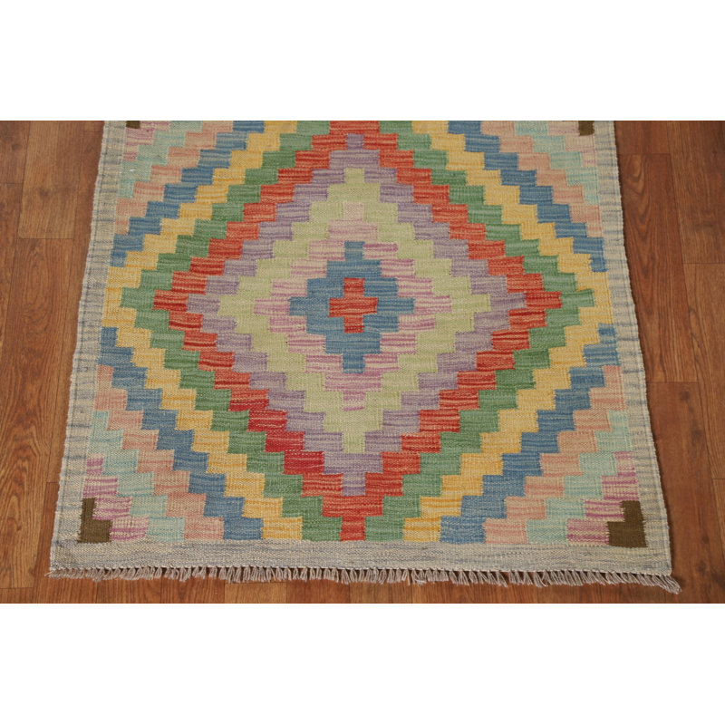 Tapis géométrique en laine pour vestibule Kilim